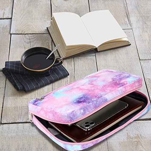 Octsky Kids Bible Covers Case for Girls, Bible Book Carry Bags for Women with Handle Pockets (Purple-Galaxy)