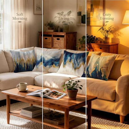 OBSEDE Blue Gold Abstract Art Modern Throw Pillow Covers 18 x 18 Set of 4 - color: Blue and Gold Abstract Art, size: 18" x 18" (Pack of 4)