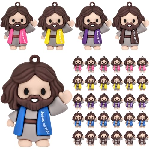 50 Pcs Mini Jesus Figures - Little jesus loves you figures Toy to Hide - color: Jesus Love 5 Colors 50pcs
