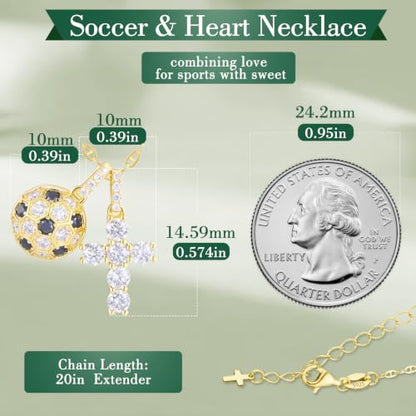 Moissanite Double Cross Necklace, Women Moissanite Diamond Cross Pendant - color: 14K Gold Vermeil+Football