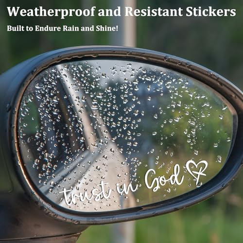 3Pcs Trust In God Mirror Stickers, Jesus Christian Decals for Car (White) - color: White Trust in God