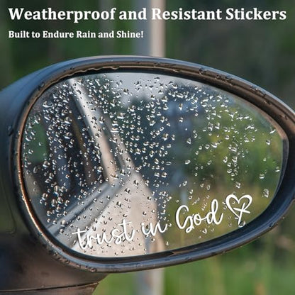 3Pcs Trust In God Mirror Stickers, Jesus Christian Decals for Car (White) - color: White Trust in God