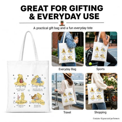 Cute Pooh Bear Aesthetic Reusable Tote Bag, Funny Gifts for Women Friends - color: Every