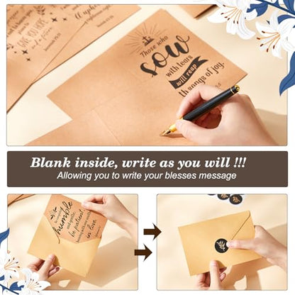 100 Sets Bible Verse Cards, with Envelopes Stickers, Kraft - style: Kraft