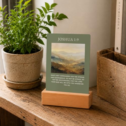 Bible Verse Cards with Wood Stand, 48 Prayer Cards for Daily Display - color: Watercolor 02
