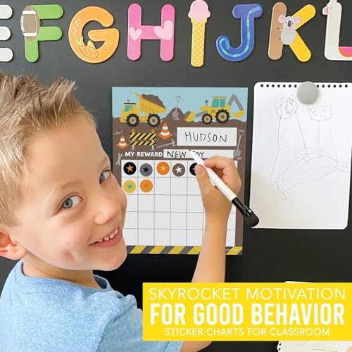 Sticker Chart for Kids Behavior at Home and Back to School Reward Charts - color: Construction