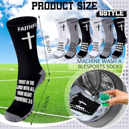 Glitopper 6 Pairs Cross Grip Soccer Socks US 6-13 christian - color: 3 Colors, style: Faithful