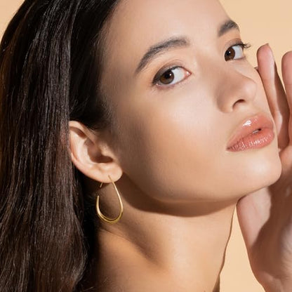 18K Gold Plated Hoop Earrings for Women, NICKEL-FREE & HYPOALLERGENIC, Timeless Jewelry Gift - color: Silver-Circular Ring