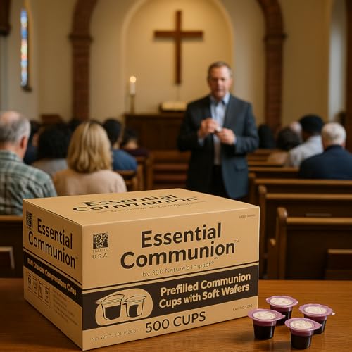 360 Nature's Impact Disposable Prefilled Communion Cups and Wafer Set with Concord Grape Juice, Elements for Church, Home, and Hospital Services, Holy Eucharist Supplies, 500 Count - size: 500 Count