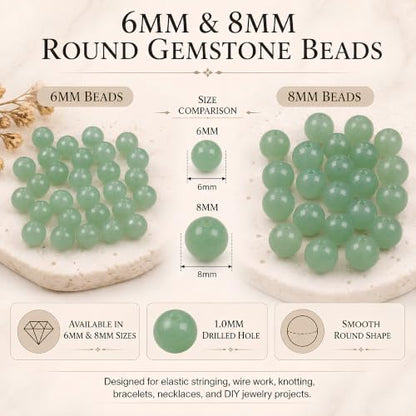 Cherry Tree Collection 100PCS 6mm Green Aventurine Round Bead Craft Kit - color: green aventurine, size: 6mm