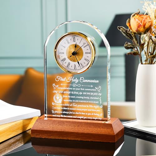 Arikyrist Glass Clock First Holy Communion Gifts for Girls Boys Catholic - color: Holy Communion