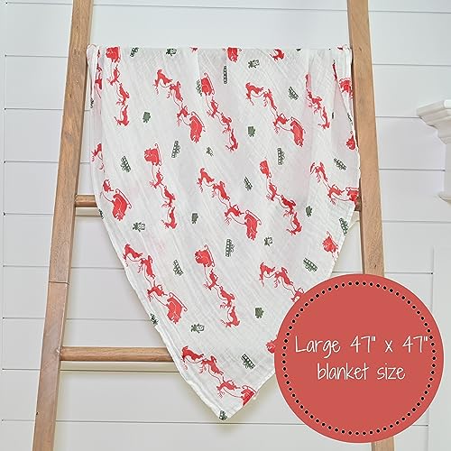 LollyBanks Muslin Swaddle Blanket, 47 x 47 in, Newborn Receiving Blanket - color: And to All a Goodnight