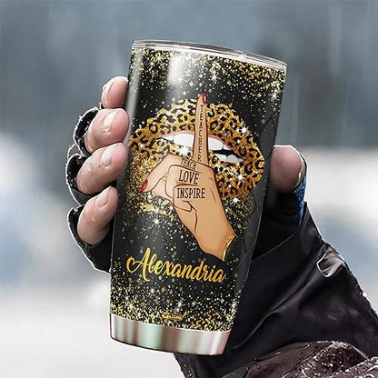 WAZONE Personalized Leopard Sunflower Golden Lips Coffee Tumbler Stainless Steel With Lid 20 30oz Cups Custom Teachers Day Birthday Christmas Thanksgiving Gifts For Teacher From Students - color: Teacher