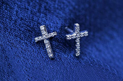 Dazzlingrock Round White Natural Diamond Charm Cross Stud Earrings - style: Push Back