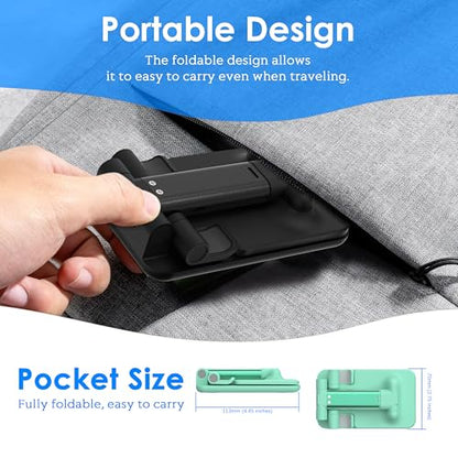 2 Pack Cell Phone Stand for Desk, Adjustable Angle & Height, Foldable Portable Phone Holder with Anti-Slip Silicone Pad, Compatible with iPhone 18/17/16/Smartphones 4–8 Inch, Pink&Green - color: (2 PCs) Black&Green