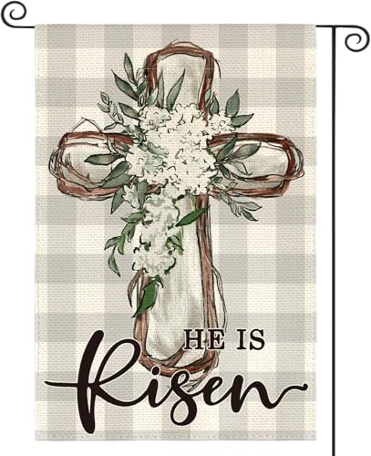 Easter Decorations Yard Flag for Outside 12x18 Inch Double Sided He Is Risen Flag - color: He Is Risen