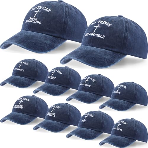Zoooyawn 10 Pcs Jesus Christian Hats Cross Baseball Cap - color: Blue
