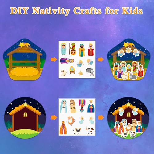 FaCraft Christmas Crafts Sticker for Kids 24pcs Make a Nativity Scene Craft - color: C-24pcs