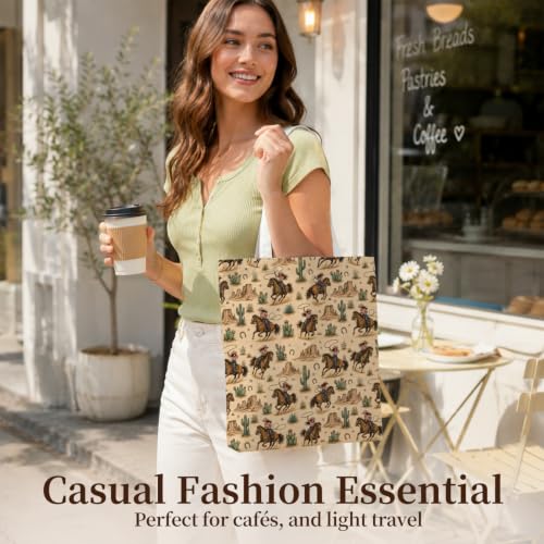 Western Cowgirl Canvas Tote Bag Cowgirl Gifts - color: Western Cowboy Theme 3