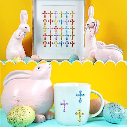 Ctosree 540 Pcs Glitter Christian Crosses Stickers Religious Reward Sticker