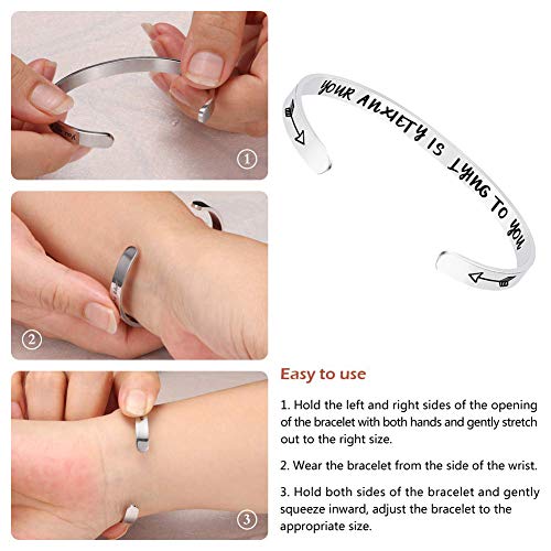 Fesciory Inspirational Bracelets for Women, Stainless Steel Cuff Bangle - color: Silver-24