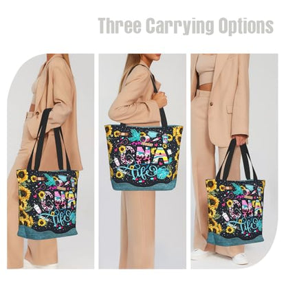 Tote Bag For Women, Tote Bag With Zipper Large Shoulder Bag For Women Travel, Work, Office, College, Nursing - color: Cna Life