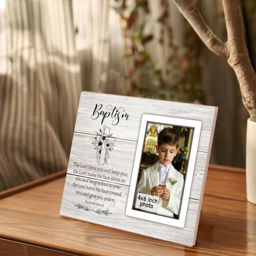 Baptism Gift Picture Frame, Baby Baptism Frame For Boys, Baptism Photo Frame For Godson, Christening Gifts For Boys, Personalized Photo Frame, for 4x6 Photo