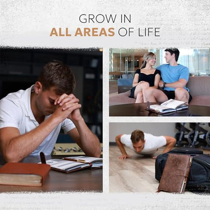 Prazoli Leather Christian Prayer Journal For Men - All Year Bible Journal Scripture Notebook & Daily Gratitude Devotional Planner for Bible Journaling | Religious Jesus Inspirational Gifts for Church - color: Men's Tree of Life