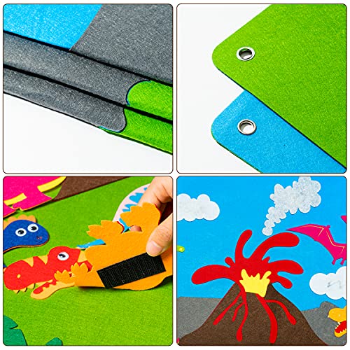 WATINC Dinosaur Felt Board Stories Set - Preschool Interactive Toy for Kids