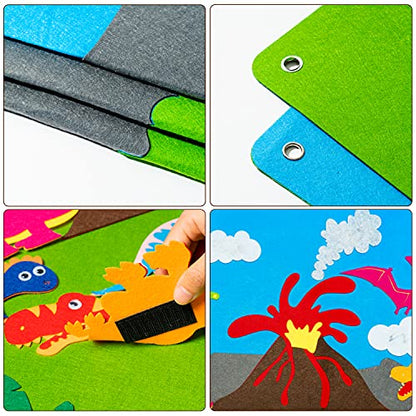 WATINC Dinosaur Felt Board Stories Set - Preschool Interactive Toy for Kids