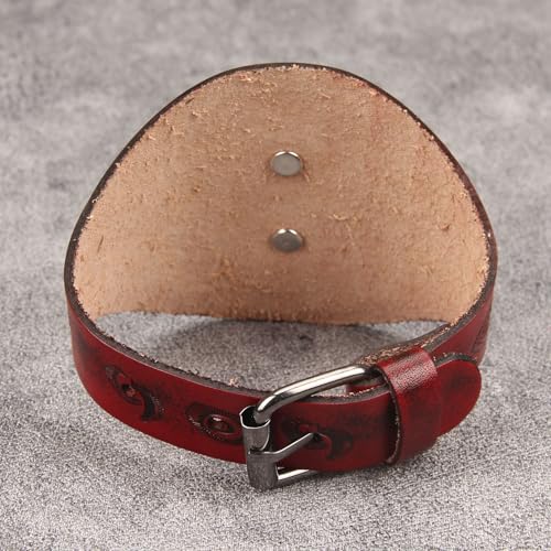 GelConnie Punk Leather Cuff Bracelet Adjustable Straps Wrap Bracelets Arm Armor Cuff Gothic Leather Wristbands for Men, Women - color: MLPB107-Red