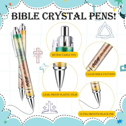 30 Sets Christian Bible Verse Pens Gifts Bulk Pens Bookmarks Religious Favors Prayers Christian Women Gifts Bulk Church Items Scripture Black Ink Ballpoint Stylus Pen(Landscape Style) - style: Landscape Style