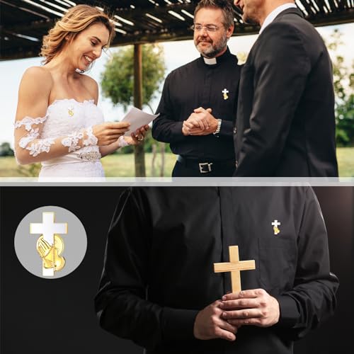 Weddingcrowye 8/50/100/200 Pcs Small Cross Praying Hand Lapel Pins