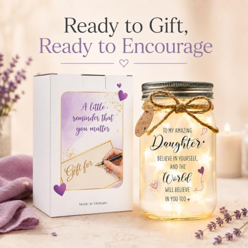 Solmay Daughter Gifts from Mom or Dad, Mason Jar Light - color: Daughter