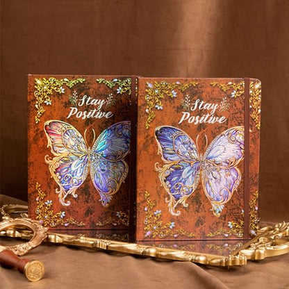 B5 Hardcover Journal for Women & Men -Butterfly Aesthetic Lined Notebook - color: Brown