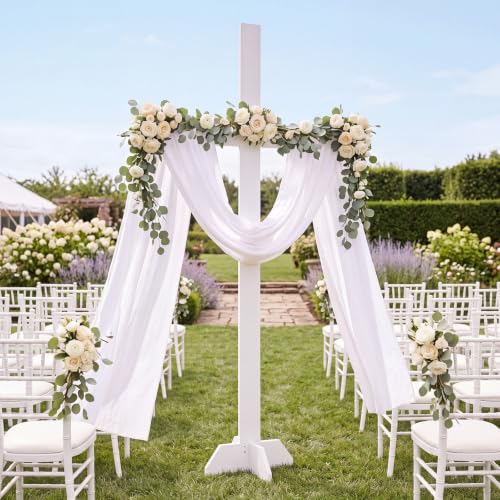 Yousoontic 98'' White Extra Large Wood Cross Standing Cross Decoration Jesus Christ Catholic He Is Risen Outdoor Standing Crucifix for Wedding Church Home Christmas Party Decor