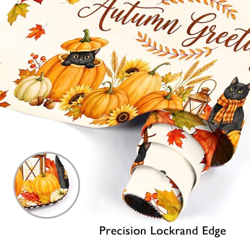 Britimes Large Mouse Pad, Mouse Pad, 31.5 x 15.7 Inch, Fall Pumpkin Cat - color: Pumpkin Cat Lantern