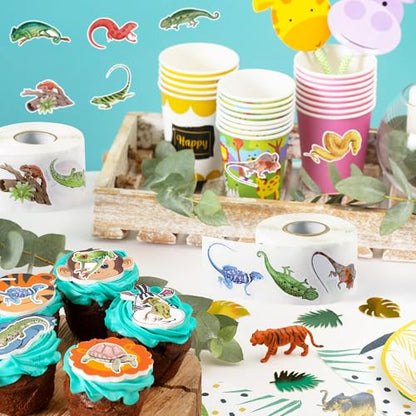 Realistic Reptile Sticker Rolls, 1000Pcs Watercolor Reptile Animals - style: Relistic Reptile Animal
