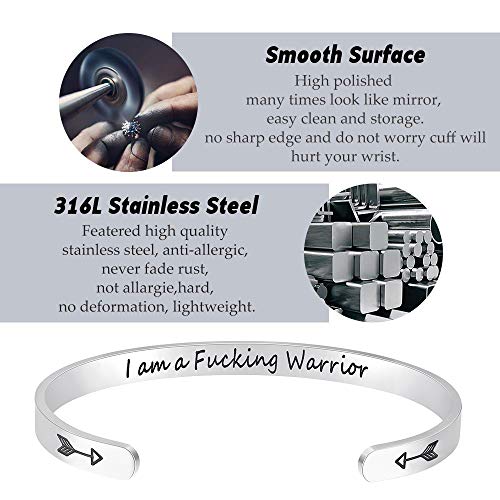 Fesciory Inspirational Bracelets for Women, Stainless Steel Cuff Bangle - color: Silver