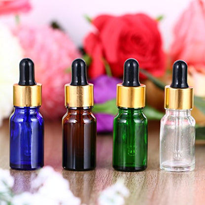 4 Pack 1/2 oz Clear Glass Dropper Bottles Essential Oil Containers