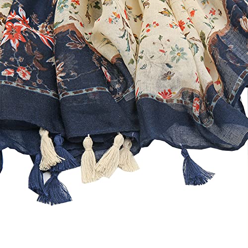 Yeieeo Boho Scarf for Women Lightweight Floral Printed Scarf Fall Winter Fashion Fringed Shawl - color: Floral 20