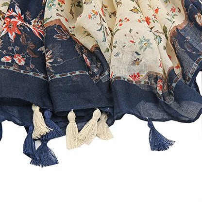 Yeieeo Boho Scarf for Women Lightweight Floral Printed Scarf Fall Winter Fashion Fringed Shawl - color: Floral 20