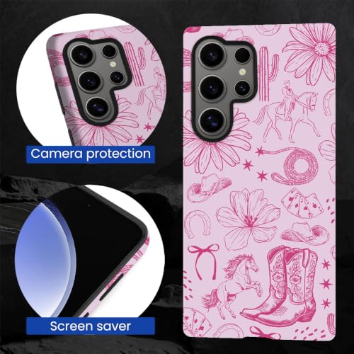 Compatible with Samsung Galaxy S23 Ultra,2-in-1 Frosted Phone Cover Shockproof Case - Aesthetic Western Cowgirl Pink - color: Aesthetic Western Cowgirl Pink, size: Samsung Galaxy S23 Ultra