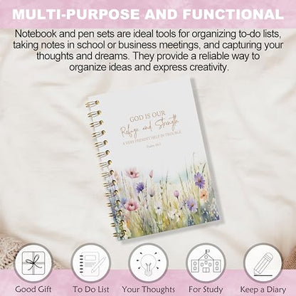 WFSM Bible Floral Notebook - Prayer Journal, Christian Gifts Journal, Bible Verse Notebook, Daily Prayer Journal, Bible Notebooks for Note Taking, Christian Gifts, 5.5x8.3 Inches - color: Refuge Strength