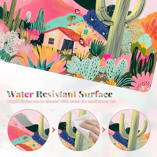 iCasso Desk Mat,Cute Mouse Pad for Desk,35"x16",Home Office, Cactus - color: A-cactus
