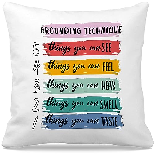 NOGRIT Sensory Room and Counseling Office Must Haves - Classroom Pillows Cover 18x18, School Counselor Decor Pillow Covers - color: Grounding Technique