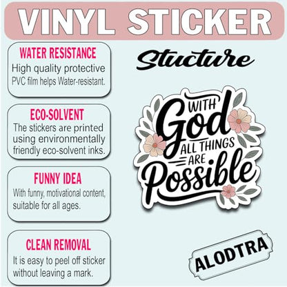 (3PCS) with God All Things are Possible Sticker Pack Durable Waterproof Vinyl Stickers for Laptop Water Bottle Car Bumper Phone Case - color: With God All Things Are Possible
