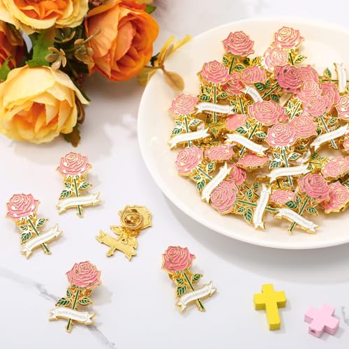 Misdary Funeral Favors Guest Memorial Rose Pin - color: Pink