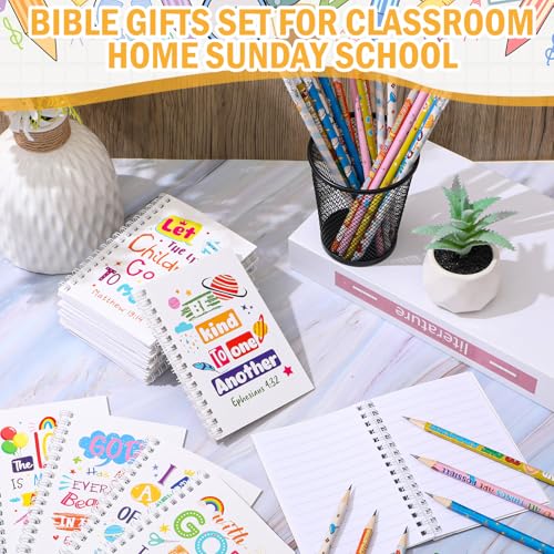 Crtiin 48 Pcs Christian Notepads Pencils Set, Kids School Gifts, White 3 - color: White, style: White Jesus 3