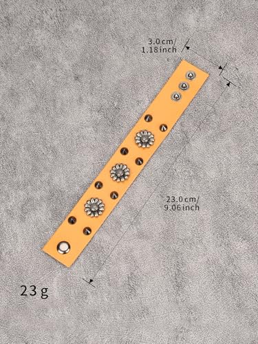 Jeilwiy Punk Rock Gothic Black Rivet Leather Spiked Necklace Collar Neckband Leather Choker Necklace for Women Mom Gifts Adjustable - color: HGB151-Orange